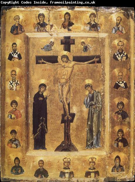 unknow artist The Crucifixion and Saints in Medallions